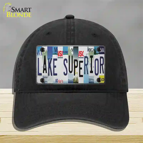 Lake Superior Strip Art Novelty License Plate Hat Tag Unconstructed Cotton / Black