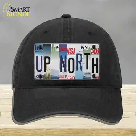 Up North Strip Art Novelty License Plate Hat Tag Unconstructed Cotton / Black