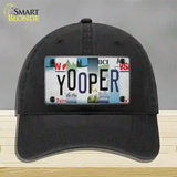 Yooper Strip Art Novelty License Plate Hat Tag Unconstructed Cotton / Black