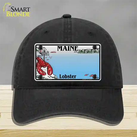 Maine Lobster Blank Novelty License Plate Hat Unconstructed Cotton / Black