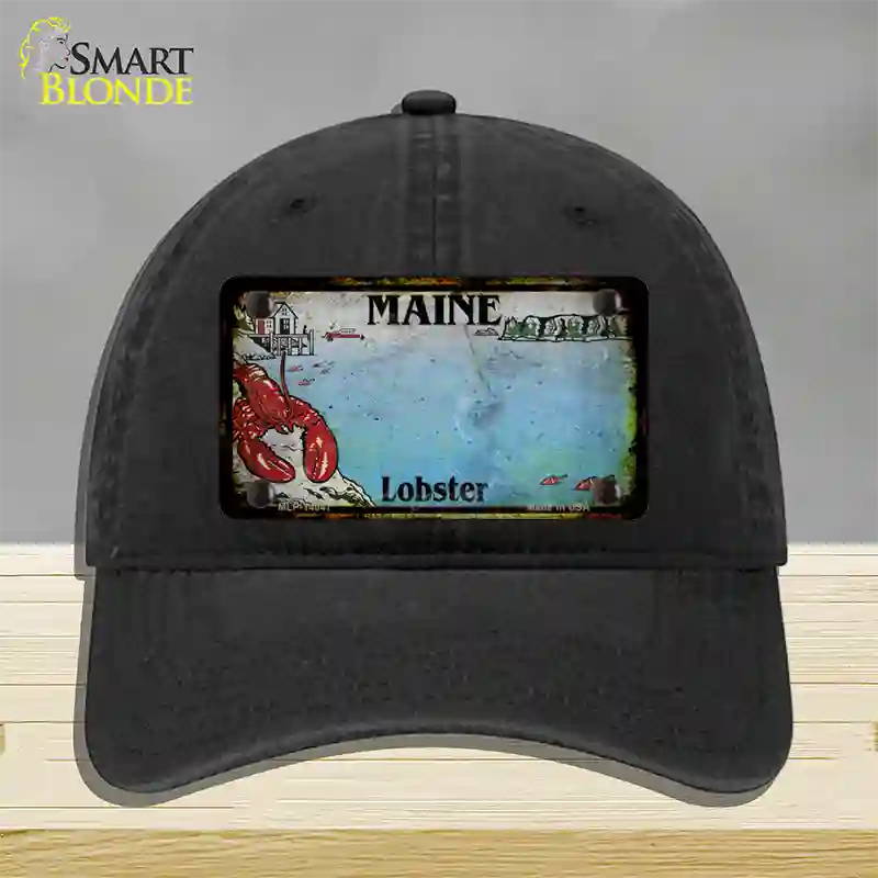 Maine Lobster Blank Rusty Novelty License Plate Hat Unconstructed Cotton / Black