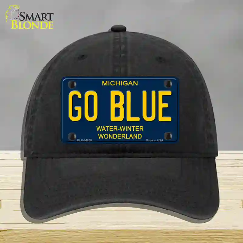 Go Blue Michigan Blue Novelty License Plate Hat Unconstructed Cotton / Black