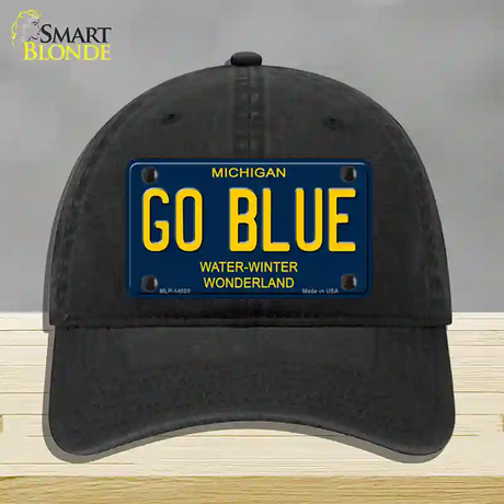 Go Blue Michigan Blue Novelty License Plate Hat Unconstructed Cotton / Black