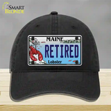 Retired Maine Lobster Novelty License Plate Hat Unconstructed Cotton / Black