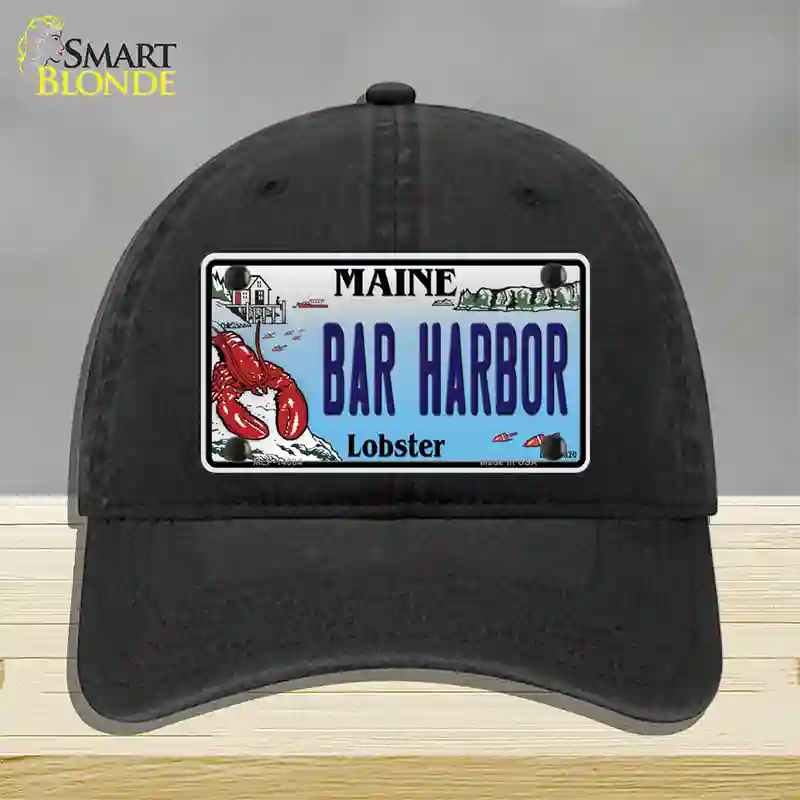 Bar Harbor Maine Lobster Novelty License Plate Hat Unconstructed Cotton / Black