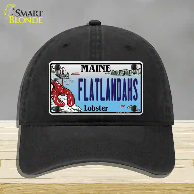 Flatlands Maine Lobster Novelty License Plate Hat Unconstructed Cotton / Black