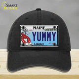 Yummy Maine Lobster Novelty License Plate Hat Unconstructed Cotton / Black