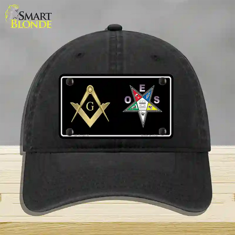 Free Mason OES Novelty License Plate Hat Unconstructed Cotton / Black