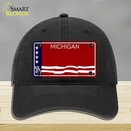 Michigan Bicentennial 76 State Blank Novelty License Plate Hat Unconstructed Cotton / Black