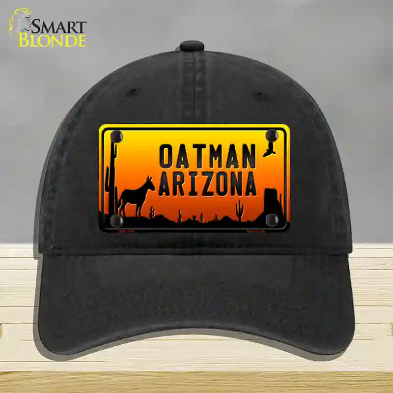 Oatman Arizona Scenic Background Novelty License Plate Hat Unconstructed Cotton / Black