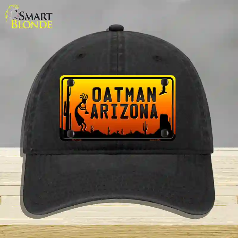 Oatman Kokopelli Arizona Scenic Background Novelty License Plate Hat Unconstructed Cotton / Black