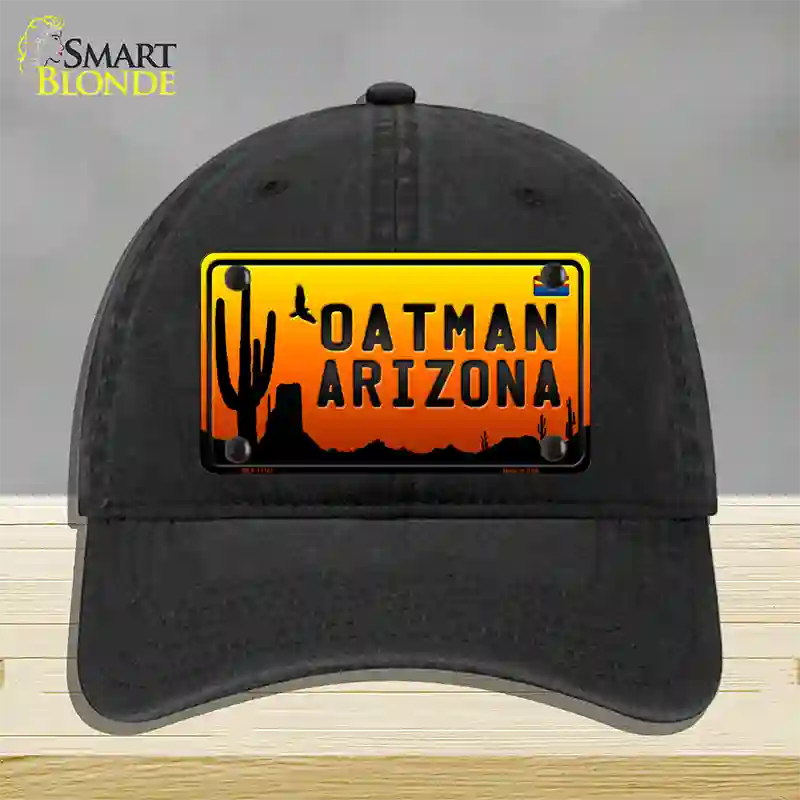 Oatman Flag Arizona Scenic Background Novelty License Plate Hat Unconstructed Cotton / Black