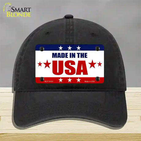 Made in the USA Novelty License Plate Hat Unconstructed Cotton / Black