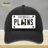 Plains Georgia Novelty License Plate Hat Unconstructed Cotton / Black