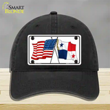 Panama Crossed US Flag Novelty License Plate Hat Unconstructed Cotton / Black