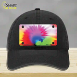 Pink Tie-Dye Novelty License Plate Hat Unconstructed Cotton / Black