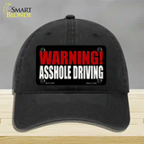 Warning Asshole Driving Novelty License Plate Hat Unconstructed Cotton / Black