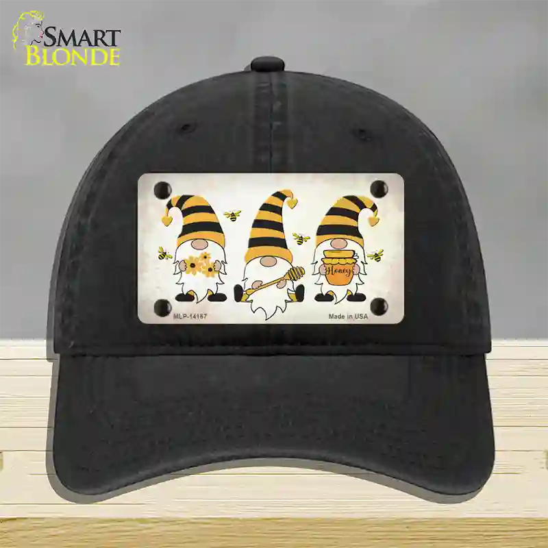 Gnomes Honeybees Novelty License Plate Hat Unconstructed Cotton / Black