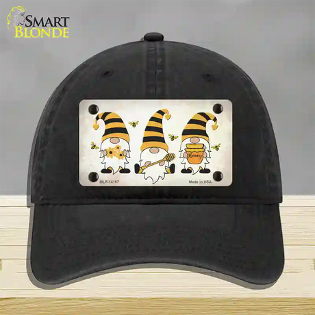 Gnomes Honeybees Novelty License Plate Hat Unconstructed Cotton / Black