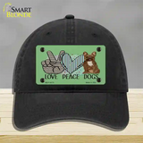 Peace Love Dogs Novelty License Plate Hat Unconstructed Cotton / Black