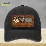 Peace Love Fall Novelty License Plate Hat Unconstructed Cotton / Black