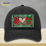 Peace Love Presents Novelty License Plate Hat Unconstructed Cotton / Black