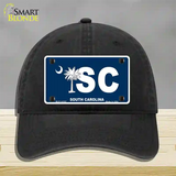 SC South Carolina Flag Novelty License Plate Hat Unconstructed Cotton / Black