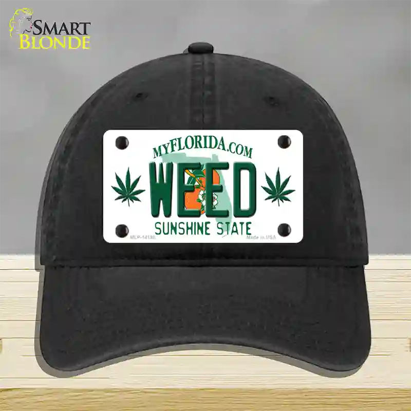 Weed Florida Novelty License Plate Hat Unconstructed Cotton / Black