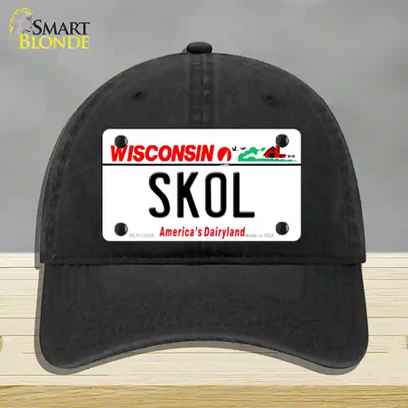 Skol Wisconsin Novelty License Plate Hat Unconstructed Cotton / Black