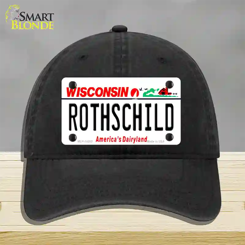 Rothschild Wisconsin Novelty License Plate Hat Unconstructed Cotton / Black