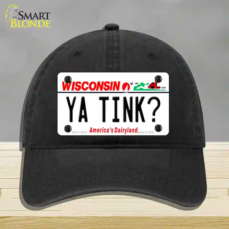 Ya Tink Wisconsin Novelty License Plate Hat Unconstructed Cotton / Black