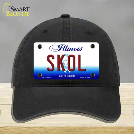 Skol Illinois Novelty License Plate Hat Unconstructed Cotton / Black