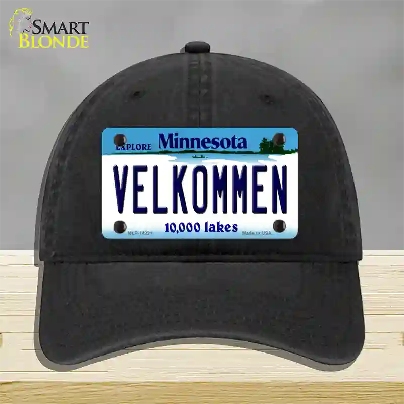 Velkommen Minnesota Novelty License Plate Hat Unconstructed Cotton / Black