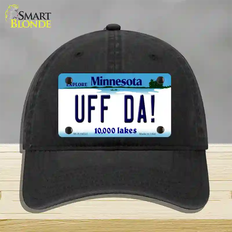 Uff Da Minnesota Novelty License Plate Hat Unconstructed Cotton / Black