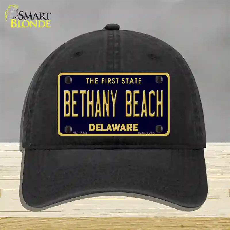 Bethany Beach Delaware Novelty License Plate Hat Unconstructed Cotton / Black