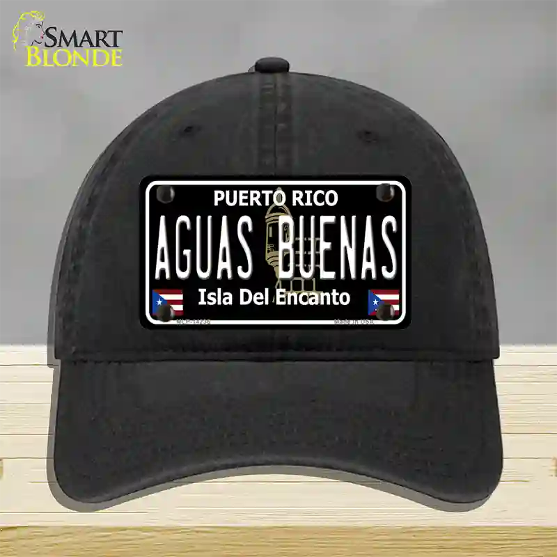 Aguas Buenas Puerto Rico Black Novelty License Plate Hat Unconstructed Cotton / Black