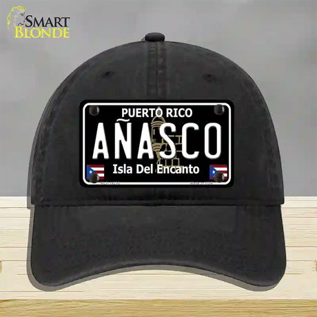 Anasco Puerto Rico Black Novelty License Plate Hat Unconstructed Cotton / Black