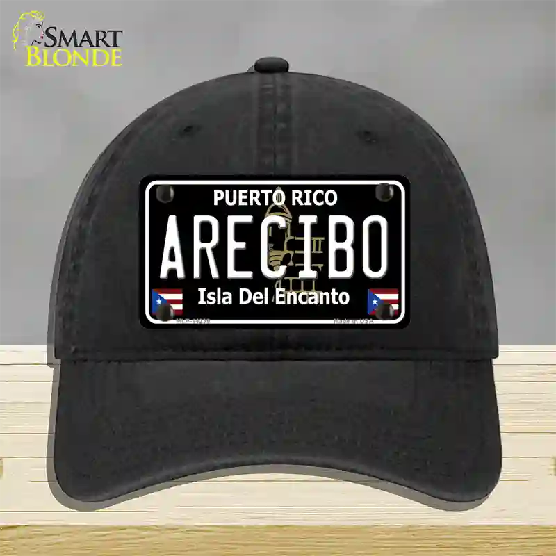 Arecibo Puerto Rico Black Novelty License Plate Hat Unconstructed Cotton / Black