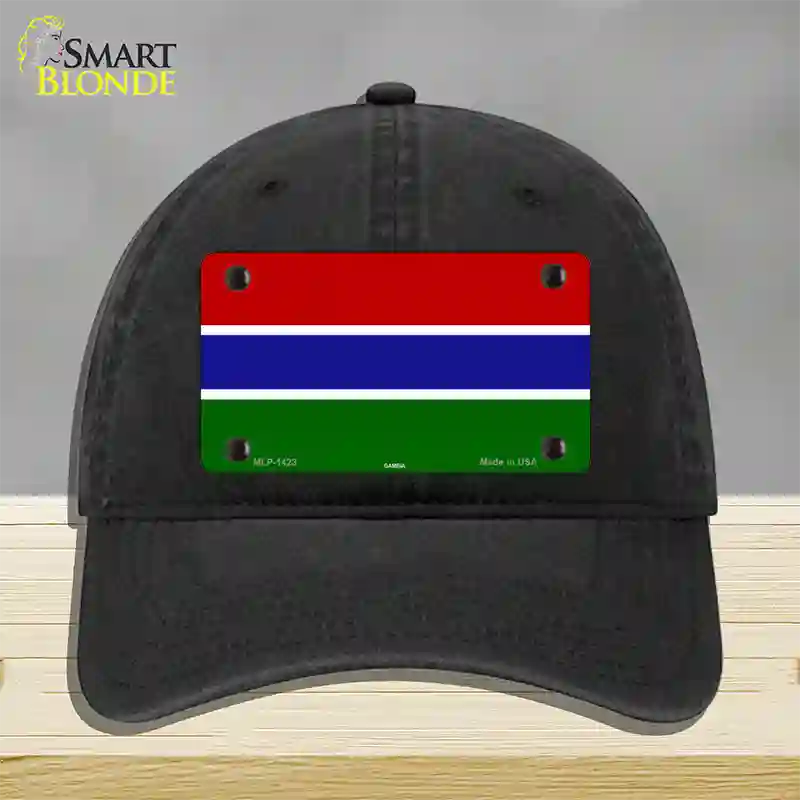 Gambia Flag Novelty License Plate Hat Unconstructed Cotton / Black