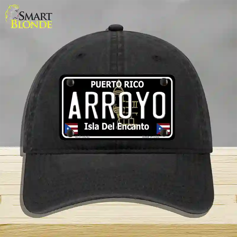 Arroyo Puerto Rico Black Novelty License Plate Hat Unconstructed Cotton / Black