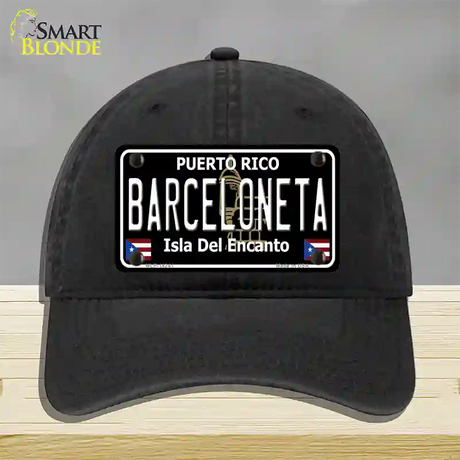 Barceloneta Puerto Rico Black Novelty License Plate Hat Unconstructed Cotton / Black