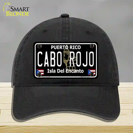 Cabo Rojo Puerto Rico Black Novelty License Plate Hat Unconstructed Cotton / Black