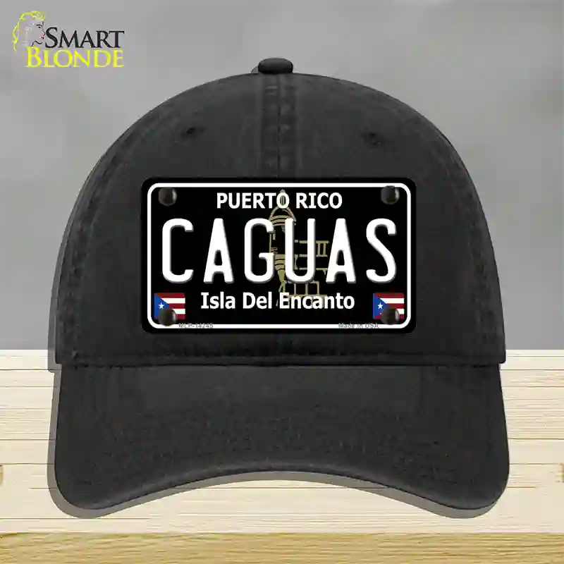 Caguas Puerto Rico Black Novelty License Plate Hat Unconstructed Cotton / Black