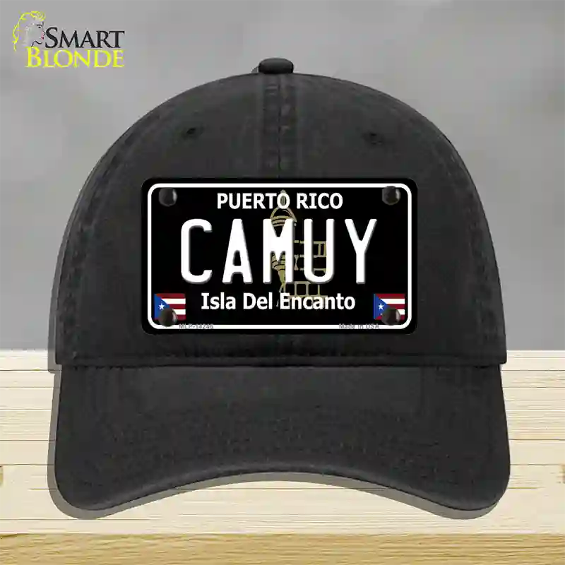 Camuy Puerto Rico Black Novelty License Plate Hat Unconstructed Cotton / Black