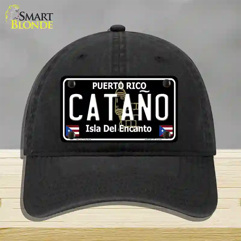 Catano Puerto Rico Black Novelty License Plate Hat Unconstructed Cotton / Black