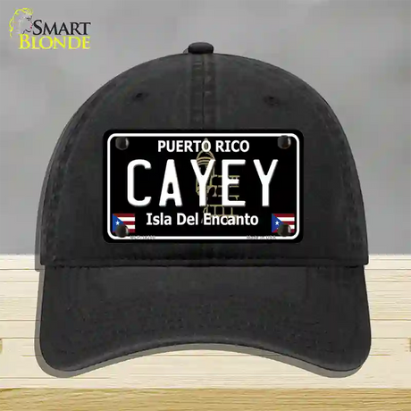 Cayey Puerto Rico Black Novelty License Plate Hat Unconstructed Cotton / Black