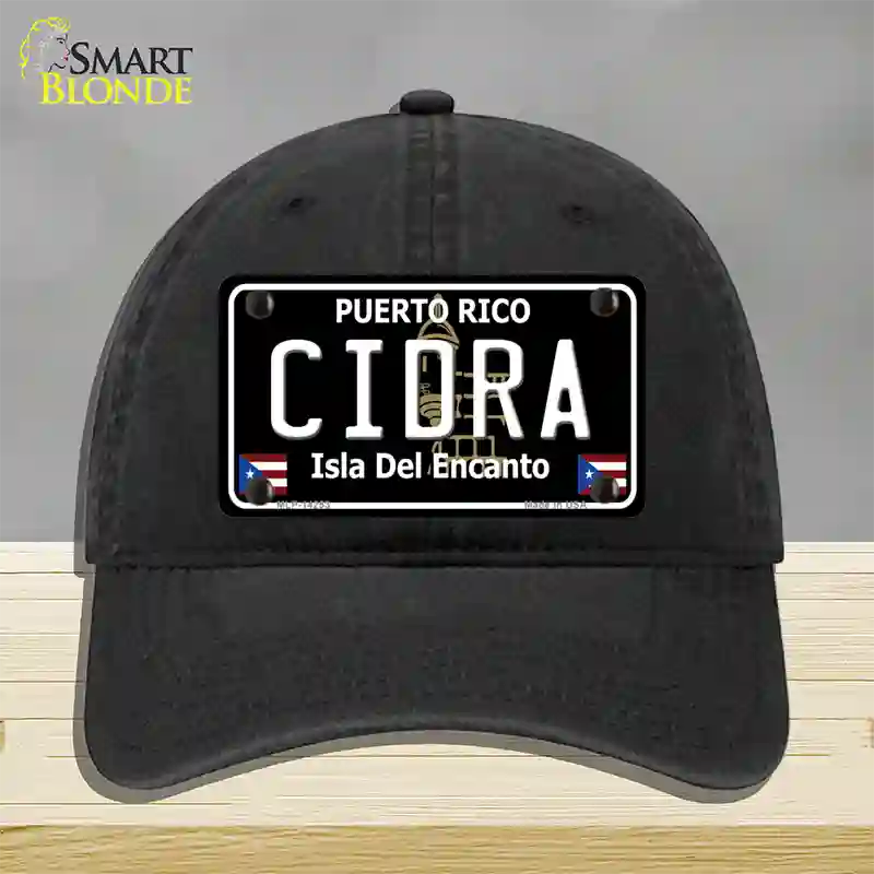 Cidra Puerto Rico Black Novelty License Plate Hat Unconstructed Cotton / Black