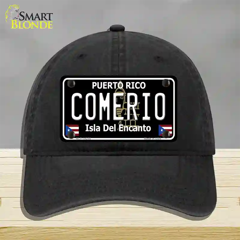 Comerio Puerto Rico Black Novelty License Plate Hat Unconstructed Cotton / Black