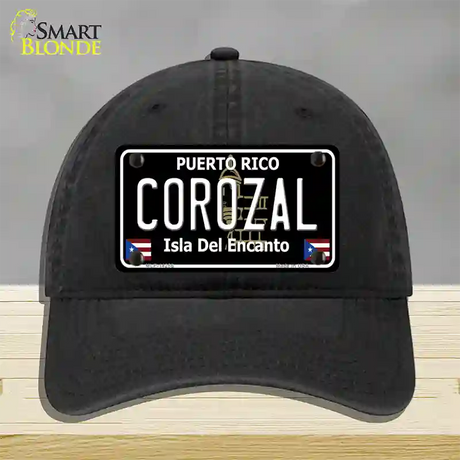 Corozal Puerto Rico Black Novelty License Plate Hat Unconstructed Cotton / Black