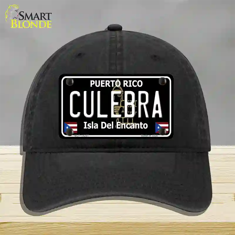 Culebra Puerto Rico Black Novelty License Plate Hat Unconstructed Cotton / Black